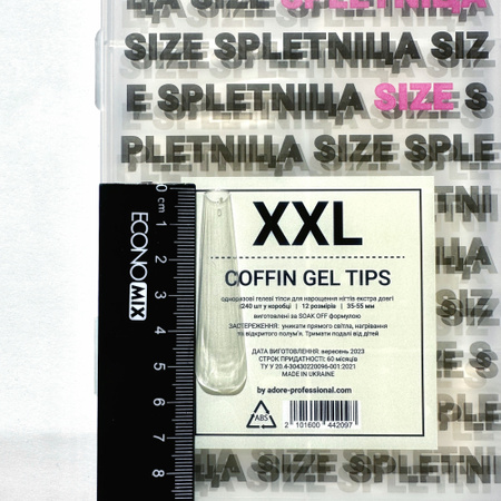 ADORE Formy żelowe do przedłużania paznokci COFFIN XXL, 240 szt.